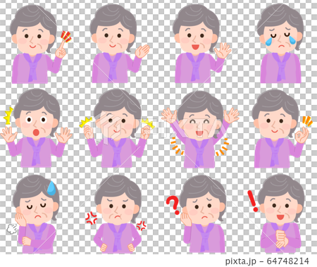 奶奶的面部表情設置上半身圖標說明 奶奶的面部表情設置上半身圖標說明 64748214