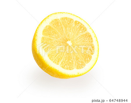 Closeup fresh lemon fruit slice isolated on white 64748944