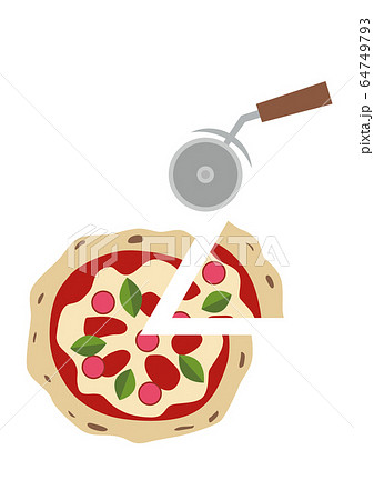 Pizza And Pizza Cutter Stock Illustration