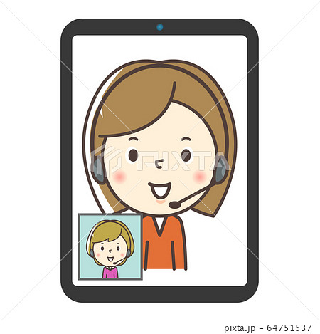 人物：女性 テレワーク リモートワーク 在宅 在宅勤務 オンライン リモート 会議 通話 64751537