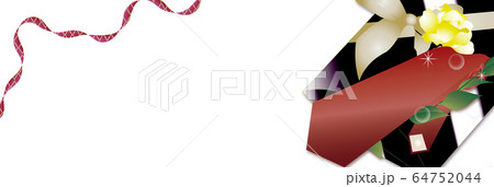 父の日のプレゼント赤いネクタイに黄色い花のイラストバナー素材のイラスト素材