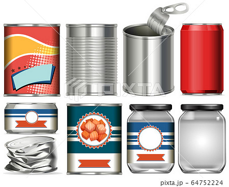 Set of aluminium cans with label design on white Set of aluminium cans with label design on white 64752224