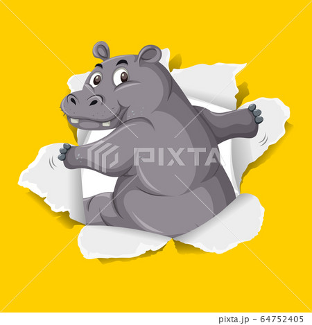 Background template design with wild hippo 64752405