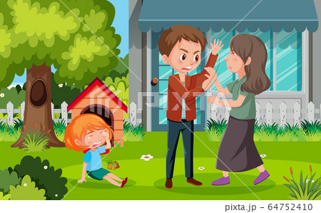 Scene with parents bullying their family at home 64752410