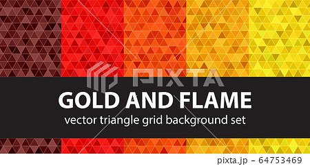 Triangle pattern set Gold and Flame. Vector 64753469