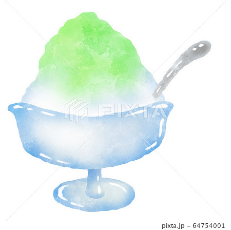 かき氷 メロン味 緑色 スプーンつきのイラスト素材