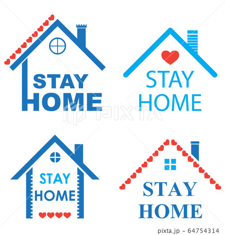 House Roof With Heart And Stay Home Protection のイラスト素材