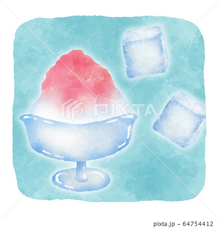 夏の風物詩 かき氷 水彩風イラストのイラスト素材