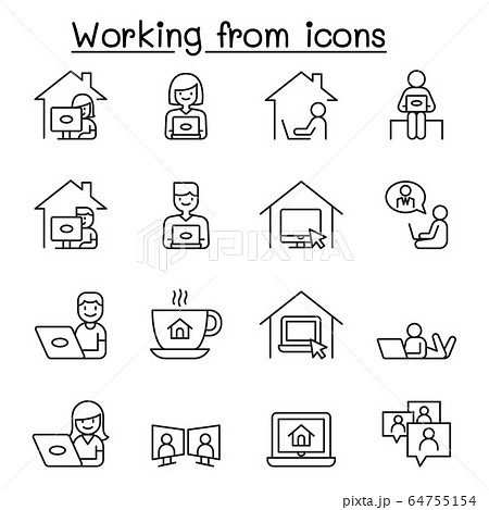 Set of Work at home line icons. contains such Set of Work at home line icons. contains such 64755154