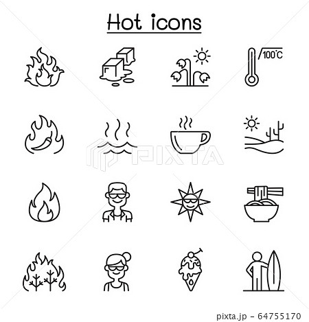 Set of  heat related vector line icons. contains 64755170