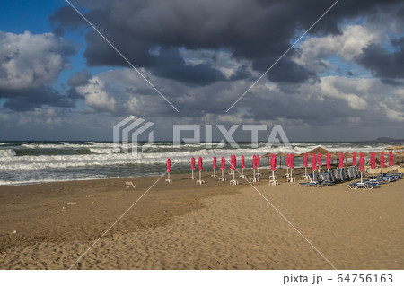 Empty beach in the autumn, Crete, Greece Empty beach in the autumn, Crete, Greece 64756163