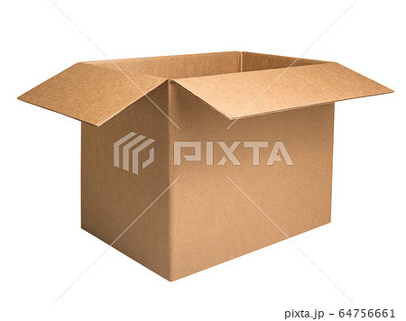 Open corrugated carton box isolated on white background 64756661