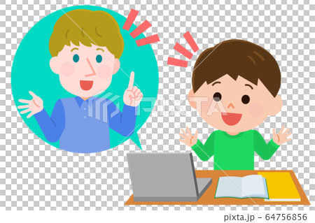 Online English conversation boy male teacher illustration 64756856