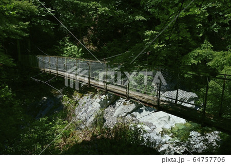 荒川に架かる不動滝登山道の不動橋 64757706