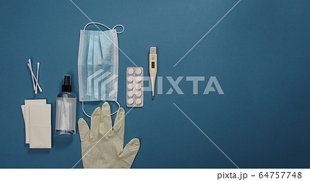 Coronavirus prevention equipment covid-19 . Medicines. A virus outbreak situation. Health, health. Protect yourself. Healthy Lifestyle.Copy Space Coronavirus prevention equipment covid-19 . Medicines. A virus outbreak situation. Health, health. Protect yourself. Healthy Lifestyle.Copy Space 64757748