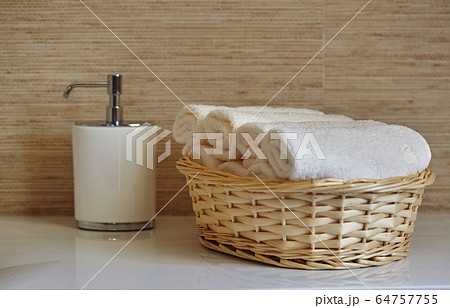 white spa towels in the basket white spa towels in the basket 64757755