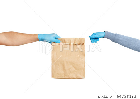 Transmission courier package to customer isolated on white background Transmission courier package to customer isolated on white background 64758133