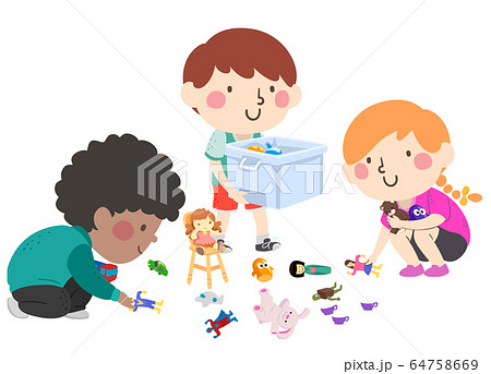 free clipart boy picking up toys