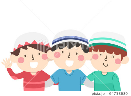 Kids Boys Muslim Friends Illustration 64758680