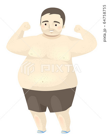 Man Fat Hairy Flex Arm Illustration 64758755