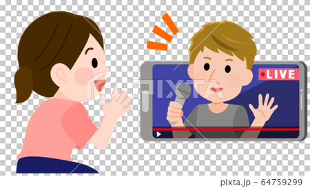ライブ配信　歌手　ファン　イラスト 64759299