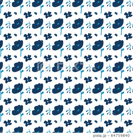 Pattern with blue flowers on a white background. 64759840