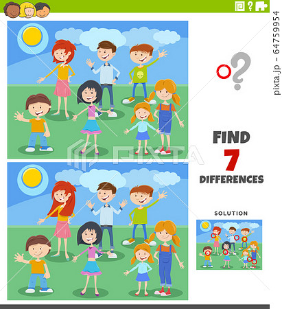 differences educational task with cartoon children 64759954