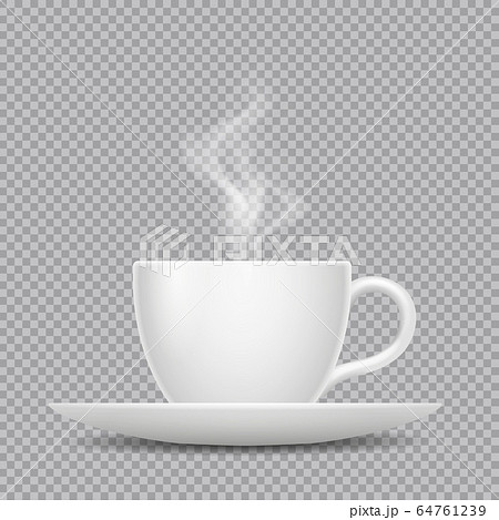 Vector realistic white cup with hot beverage and Vector realistic white cup with hot beverage and 64761239