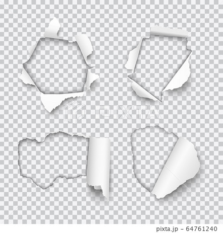 Vector set of various holes torn in paper with 64761240