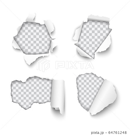 Vector set of various holes torn in paper with 64761248