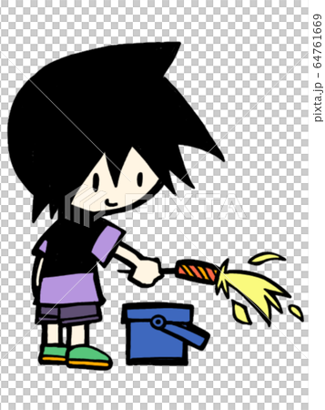 Boy making fireworks Boy making fireworks 64761669