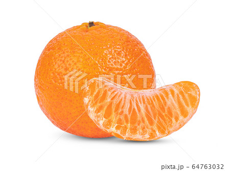 Mandarin, tangerine citrus fruit isolated on white background. full depth of field 64763032