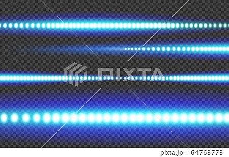 Blue white glowing LED light strip on a transparent background. 64763773