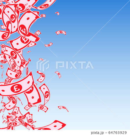 British pound notes falling. Messy GBP bills on bl British pound notes falling. Messy GBP bills on bl 64763929