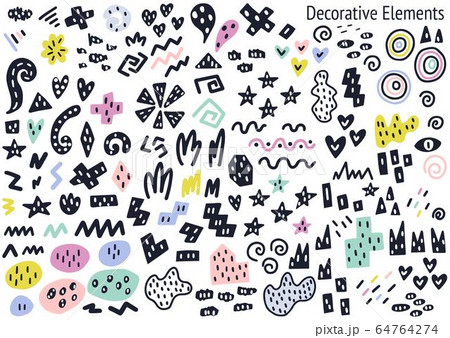 Abstract fillers and decorative isolated elements collection. Scandinavian style graphic set Abstract fillers and decorative isolated elements collection. Scandinavian style graphic set 64764274