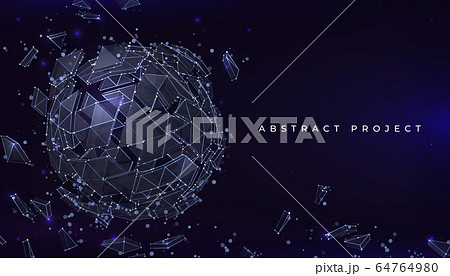 Sphere particles background. Futuristic banner with abstract geometric shape of connected lines. Vector globe or molecule realistic 3D orb Sphere particles background. Futuristic banner with abstract geometric shape of connected lines. Vector globe or molecule realistic 3D orb 64764980