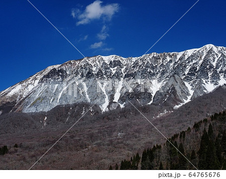 鍵掛峠から見る2020年春の大山の眺望　大山南壁　大山 64765676