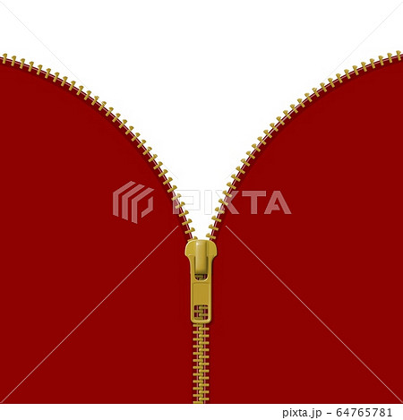 Zipper lock half open on red and white background Zipper lock half open on red and white background 64765781