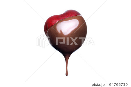 One fondue cherry in hot dark chocolate 64766739
