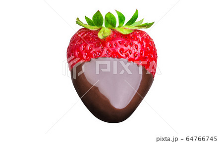 Fondue strawberry in hot black chocolate 64766745
