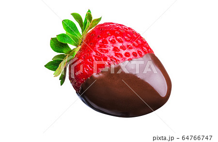 Fondue strawberry in hot black chocolate 64766747