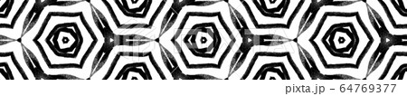 Black and white summer Seamless Border Scroll. Geo Black and white summer Seamless Border Scroll. Geo 64769377