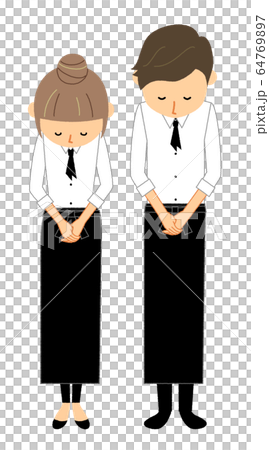 カフェスタッフ　お詫び　おじぎ 64769897