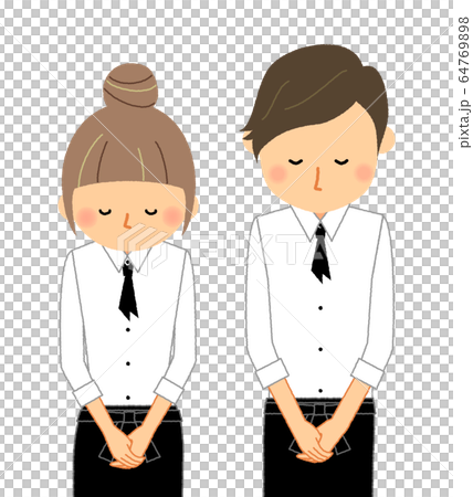 カフェスタッフ　お詫び　おじぎ 64769898