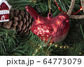 Retro decoration red balls and red bird 64773079