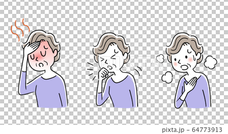 圖庫插圖：新的冠狀病毒症狀老人女性 64773913