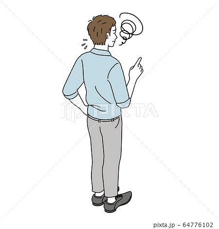 指差しをする男性 後ろ姿 全身 イラストのイラスト素材