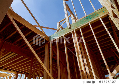 Beams of planks of walls and ceiling of the frame Beams of planks of walls and ceiling of the frame 64776307