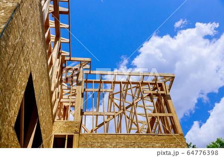 Wood building frame structure on a new development Wood building frame structure on a new development 64776398