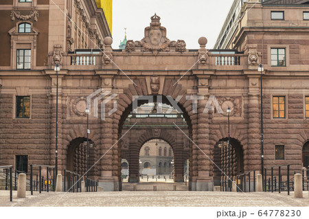 Stockholm Sweden, city skyline at Gamla Stan old town Riksbron Bridge and Parliament House empty nobody Stockholm Sweden, city skyline at Gamla Stan old town Riksbron Bridge and Parliament House empty nobody 64778230
